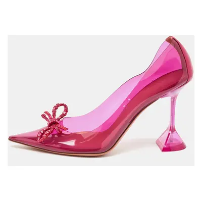 Amina Muaddi Fuchsia PVC and Leather Rosie Pumps Size