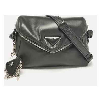 Prada Black Leather Signaux Shoulder Bag