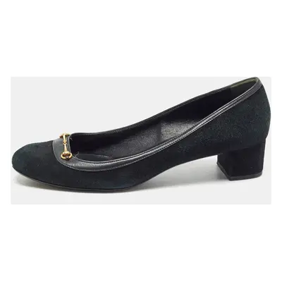 Gucci Black Suede and Leather Horsebit Pumps Size