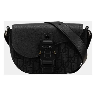 Dior Black Canvas Leather Trotter Saddle Shoulder Bag