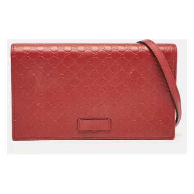 Gucci Red Microguccissima Leather Flap Wallet on Strap