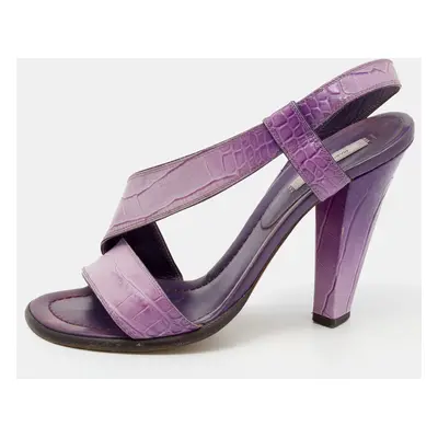 Marc Jacobs Purple Croc Embossed Leather Slingback Sandals Size