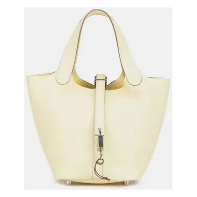 Hermes Yellow Leather Picotin Lock PM Handbag