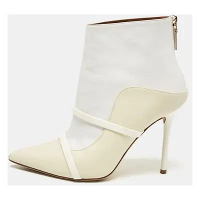 Malone Souliers Cream/White Leather Madison Pointed Toe Ankle Boots Size