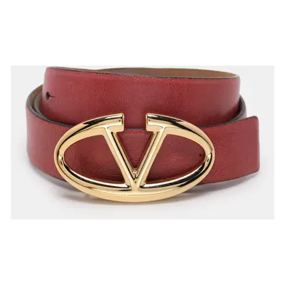 Valentino Pink Leather V Logo Buckle Belt 80CM