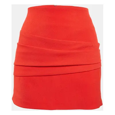 Maje Red Crepe Pleated Mini Skirt