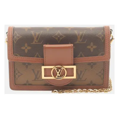 Louis Vuitton Coated Canvas Leather Brown Beige Portefeuille Dauphine Monogram Reverse Shoulder 