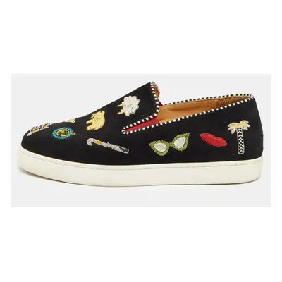 Christian Louboutin Black Suede Pik N Luck Sneakers Size