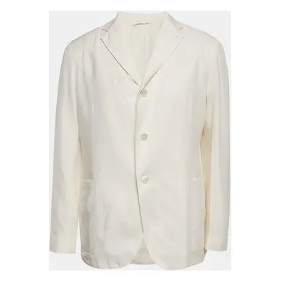 Ermenegildo Zegna Off-White Cotton Blend Single Breasted Blazer