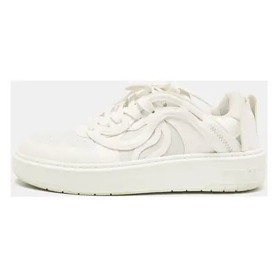 Stella McCartney White Faux Leather and Faux Suede Lace Up Sneakers Size