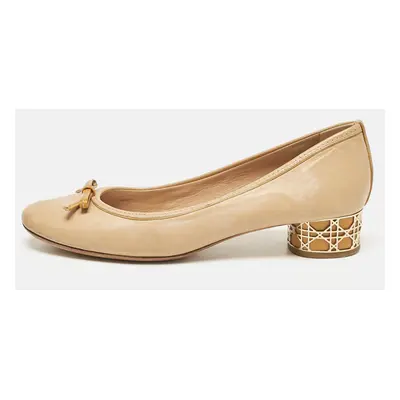 Dior Beige Leather Cannage Heel Ballerina Pumps Size