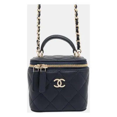 Chanel Navy Lambskin Matelasse Chain shoulder Bag