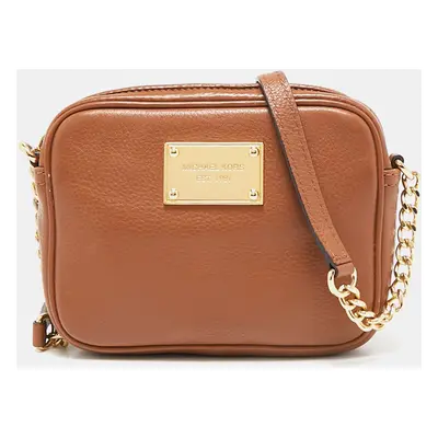 Michael Kors Brown Leather Mini Camera Crossbody Bag