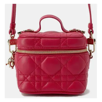 Dior Red Lambskin Cannage Vanity Shoulder Bag Size Micro