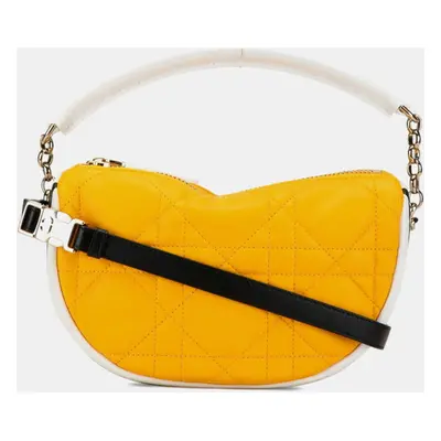 Christian Dior Yellow White Black Leather Dior Cannage Dior Vibe Small Hobo Bag