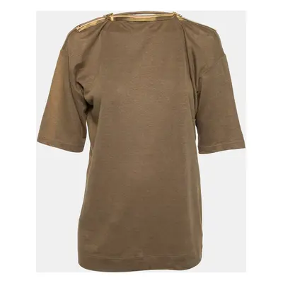 Stella McCartney Olive Green Linen Zip-Detail Top