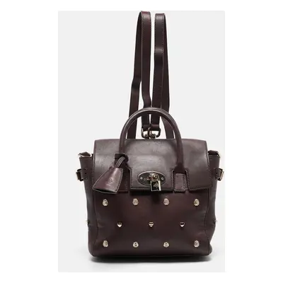 Mulberry Burgundy Leather Cara Delevigne Studded Convertible Backpack