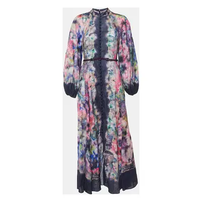 Zimmermann Purple Printed Linen Tropicana Billow Long Dress