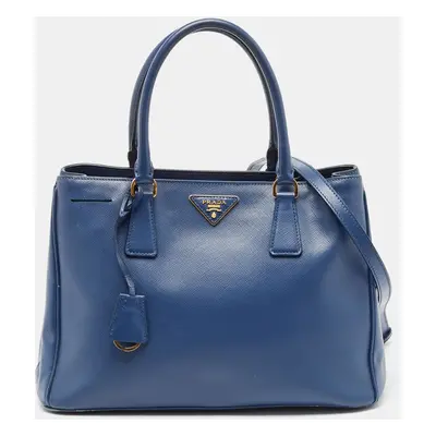 Prada Navy Blue Saffiano Lux Leather Medium Double Zip Tote