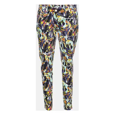 Kenzo Multicolor Printed Stretch Cotton Tapered Jeans Waist: 33"