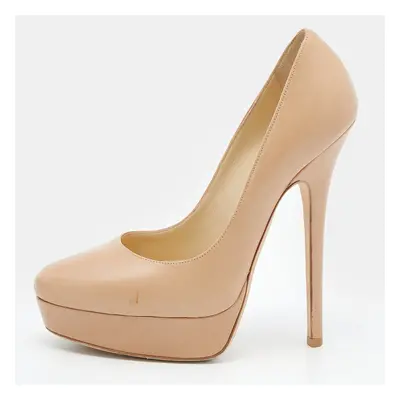 Jimmy Choo Beige Leather Cosmic Platform Pumps Size