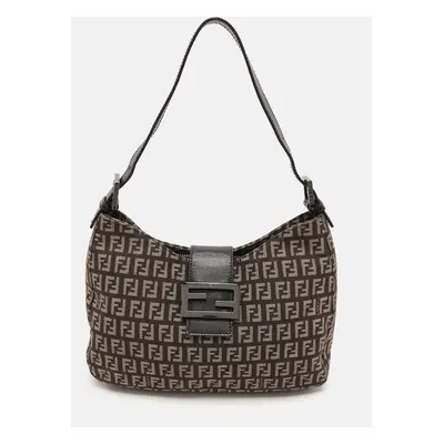 Fendi Tobacco Zucchino Canvas and Leather Shoulder Bag