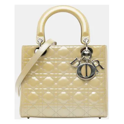 Dior Beige Medium Patent Cannage Lady Dior