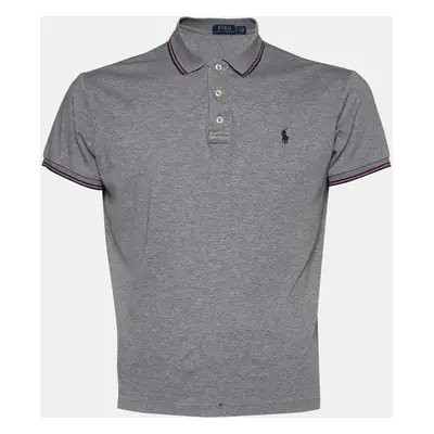 Polo Ralph Lauren Grey Cotton Logo Embroidered Polo T-Shirt