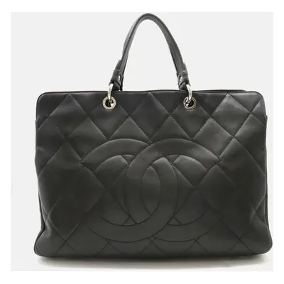 Chanel Black Leather Caviar Matelasse Coco Mark Tote Bag