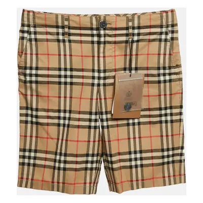 Burberry Kids Beige Checks Cotton Bermuda Shorts Yrs