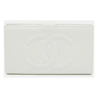 Chanel White Caviar Leather CC Timeless Continental Wallet