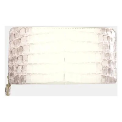 Louis Vuitton White Leather Crocodile Leather Zip Wallet