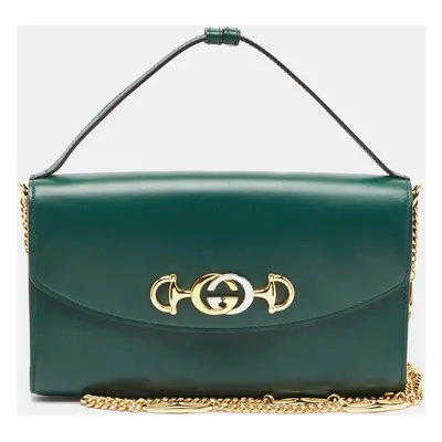 Gucci Green Leather Zumi Top Handle Bag