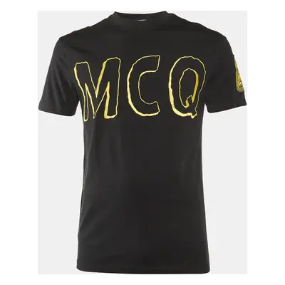 McQ by Alexander McQueen Black Logo Embroidered Cotton Crew Neck T-Shirt