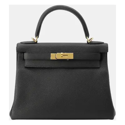 Hermes Black Togo Leather Kelly Retourne bag Size