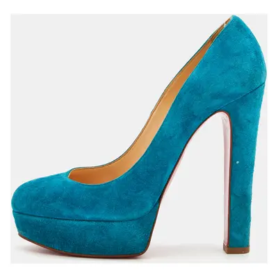 Christian Louboutin Blue Suede Bibi Platform Pumps Size