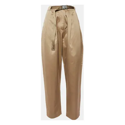 Brunello Cucinelli Beige Cotton Blend Belted Trousers