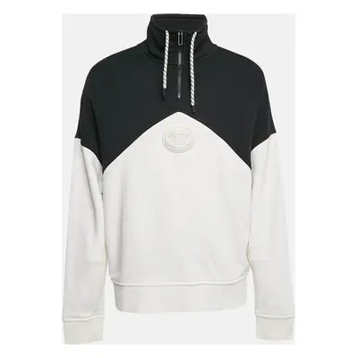 Emporio Armani Black/White Logo Applique Cotton Sweatshirt