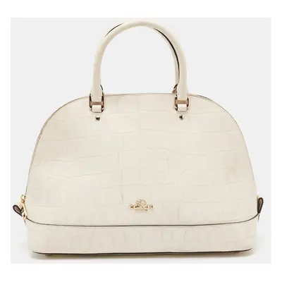 Coach Off White Croc Embossed Leather Sierra Satchel