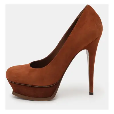 Yves Saint Laurent Brown Suede Tribtoo Platform Pumps Size