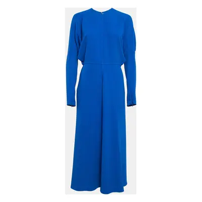 Victoria Beckham Blue Crepe Full Sleeve Midi Dress