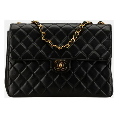 Chanel Black Lambskin Matelasse Coco Mark Chain Shoulder Bag