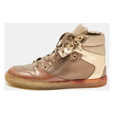 Balenciaga Metallic Tricolor Leather High Top Sneakers Size