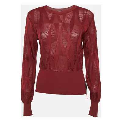 M Missoni Dark Red Patterned Knit Jumper