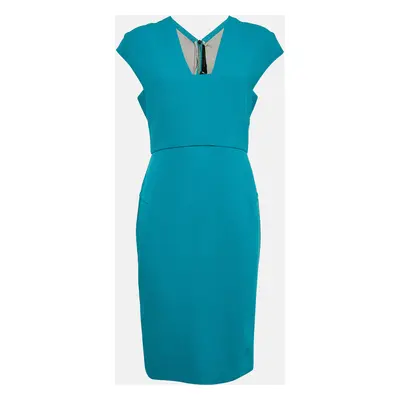 Etro Sea Green Double Wool Crepe Sleeveless Sheath Dress