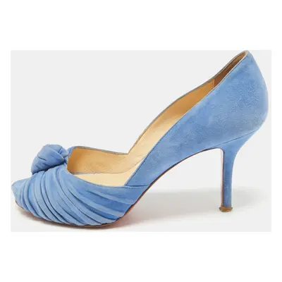 Christian Louboutin Blue Suede Greissimo Peep Toe Pumps Size 36.5