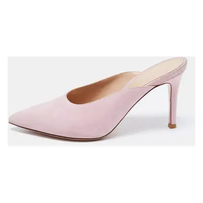 Gianvito Rossi Pink Suede Pointed Toe Mules Size