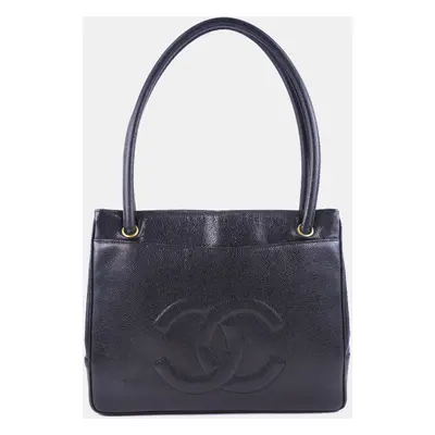 Chanel Black Caviar Skin Tote Bag