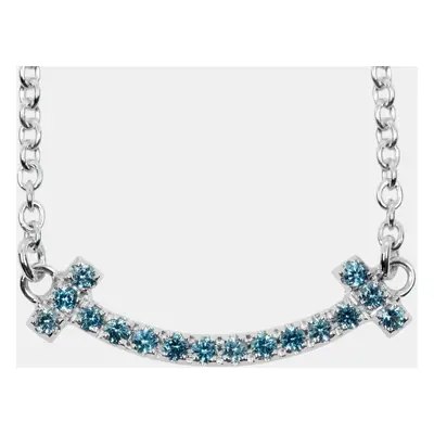 Tiffany & Co. 18K White Topaz Gold T Smile Necklace