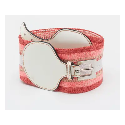 Missoni Pink Striped Stretch Knit & Leather Elasticized Waist Belt